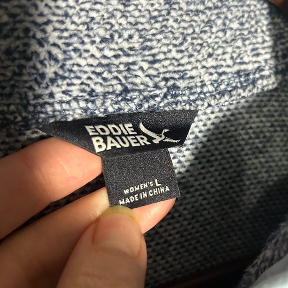 Eddie Bauer Women's 1/4 Button Soft Fleece   Pullover heathered blue size Large - Picture 5 of 11